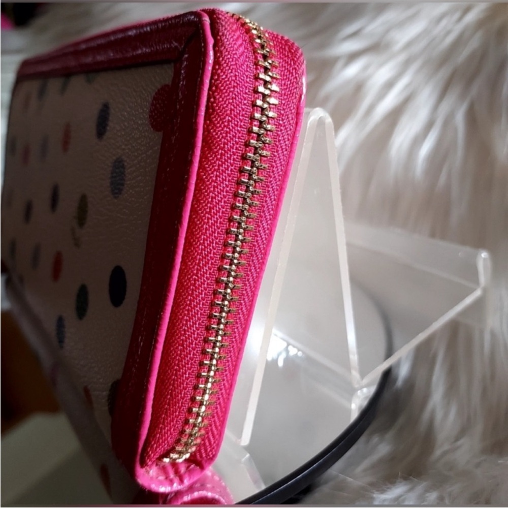 Coach Vintage Polka Dot Patent Leather Trim Wallet, Rare - Picture 5 of 12